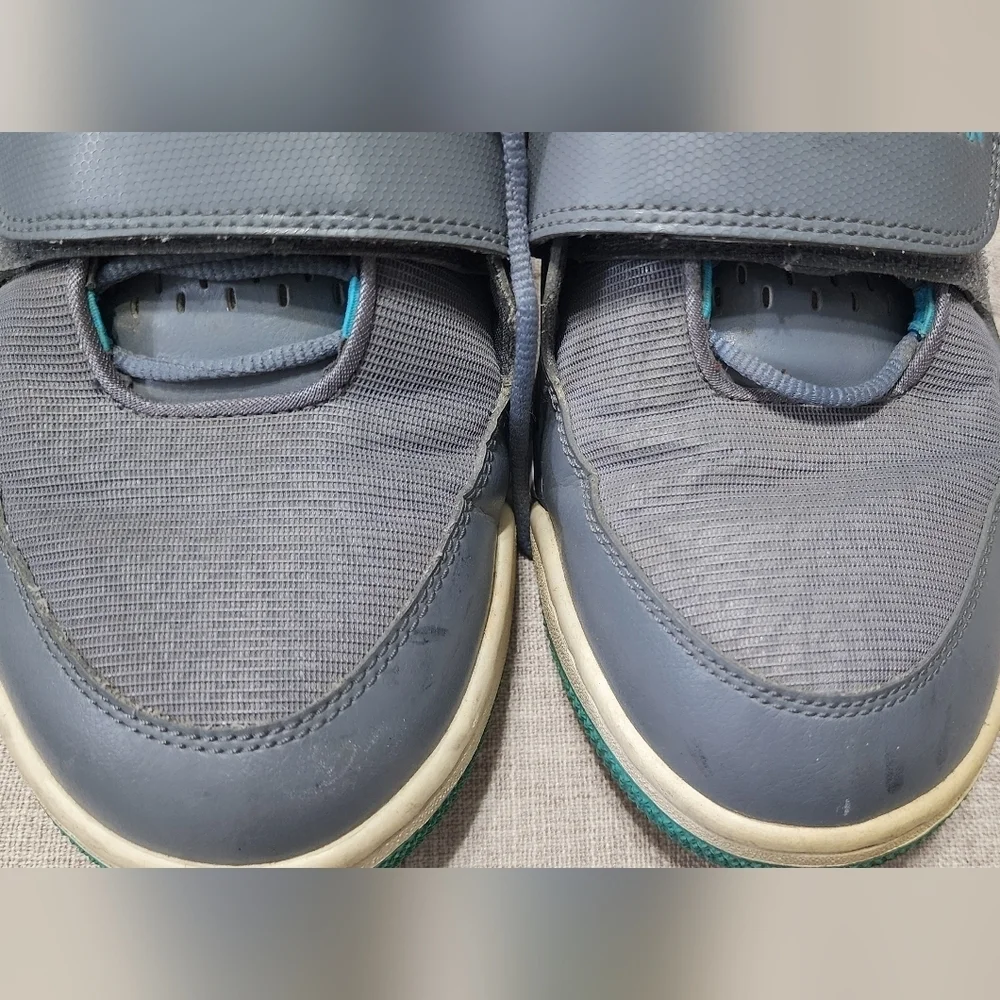 Jordan Gray and Blue Sneakers Athletic Design